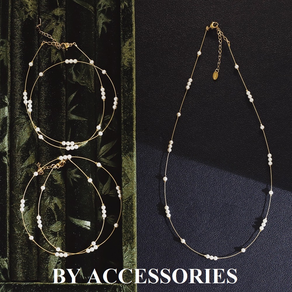 Vòng cổ nữ dây mảnh phối viên ngọc trai nhân tạo nhỏ xinh thanh lịch không gỉ WN2470 BY ACCESSORIES