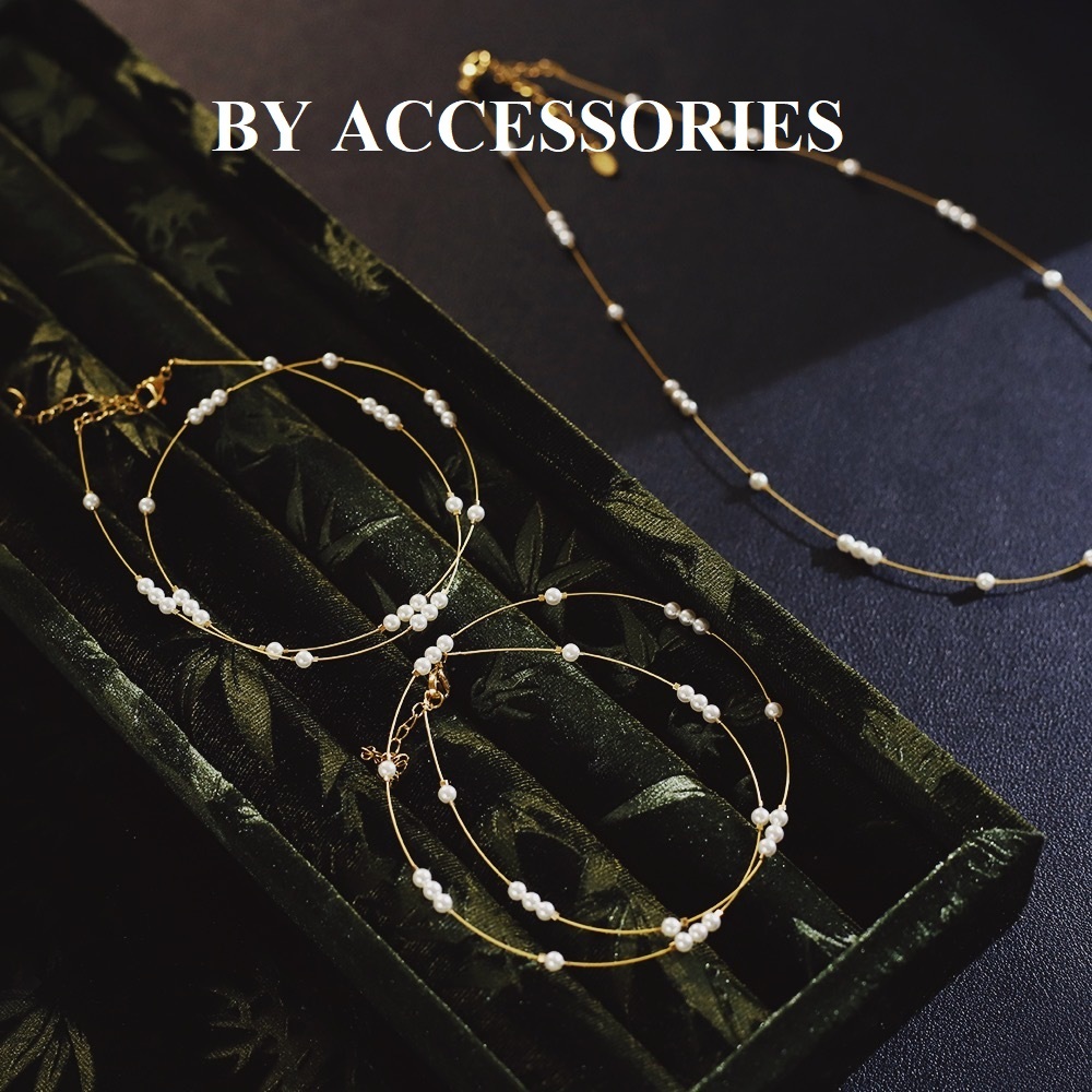 Vòng cổ nữ dây mảnh phối viên ngọc trai nhân tạo nhỏ xinh thanh lịch không gỉ WN2470 BY ACCESSORIES