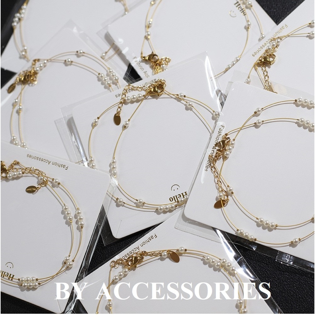 Vòng cổ nữ dây mảnh phối viên ngọc trai nhân tạo nhỏ xinh thanh lịch không gỉ WN2470 BY ACCESSORIES