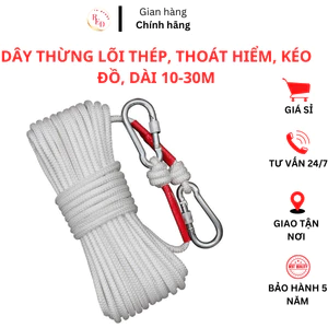 Dây Thừng Lõi Thép Cứu Hộ, Cứu Hỏa Lõi 8mm,Nối Dài Chất Lượng Cao Đa Năng Chịu lực Dùng Nhà Cao Thoát Nạn