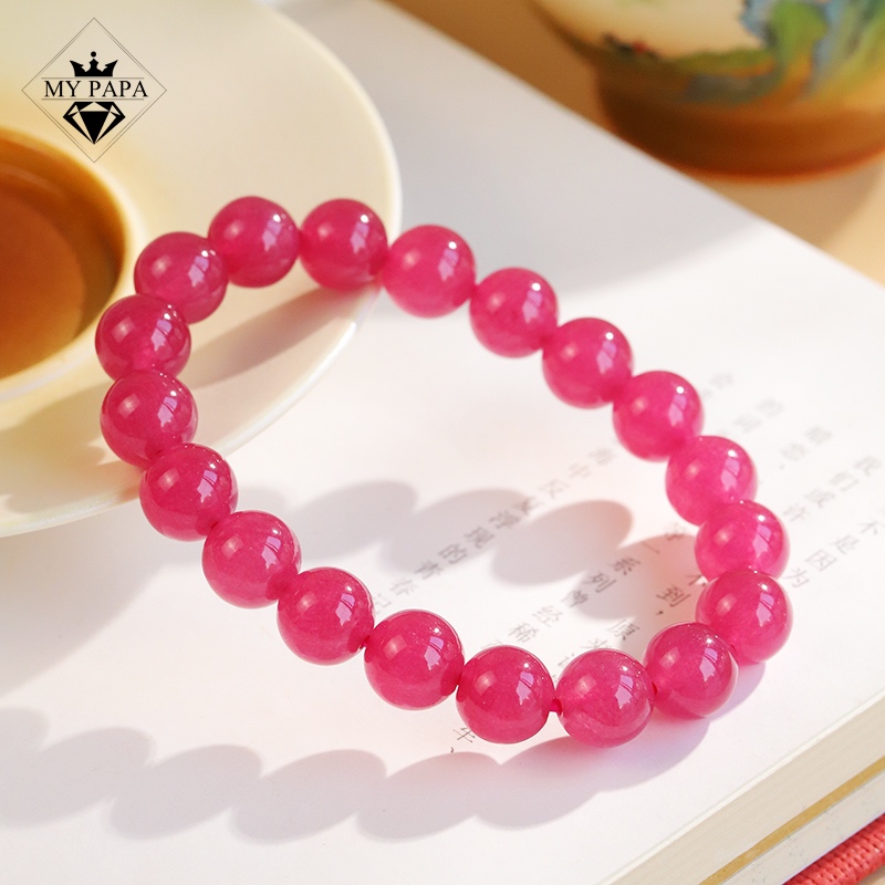 Ảnh Vòng Tay Đá Quartzite Đào Hoa Màu Thanh Long Đỏ MYPAPA - Viên Đá Tình Yêu 2