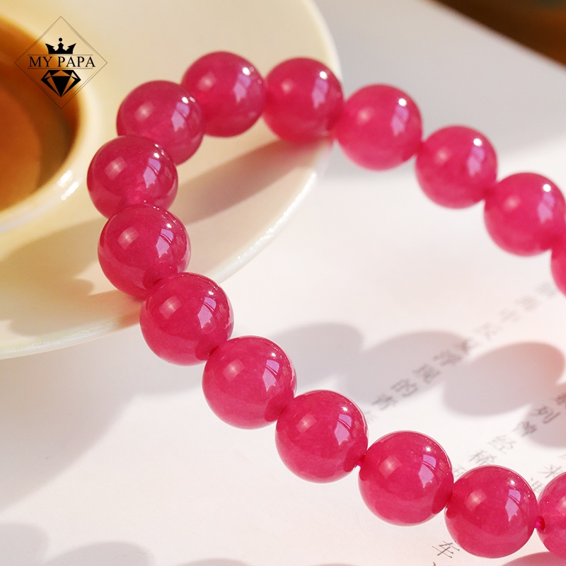 Ảnh Vòng Tay Đá Quartzite Đào Hoa Màu Thanh Long Đỏ MYPAPA - Viên Đá Tình Yêu 3