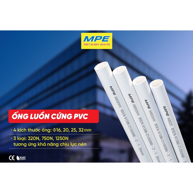 Ống luồn cứng PVC Ø 20 25 (320N) MPE A9020L A9025L | Shopee Việt Nam