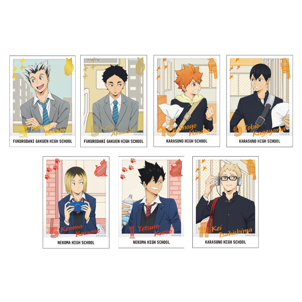 Ảnh polaroid Haikyuu!! các nhân vật Hinata Kageyama Bokuto Akaashi ...
