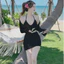 Đồ bơi,bikini đi biển 4 món thun xốp kiểu áo bra,phối khoác tay dài kiểu [ 4M bra ] HAN.T SHOP
