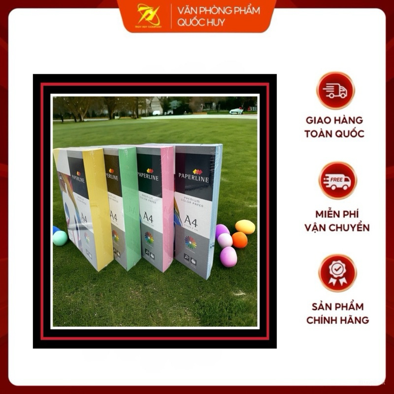 GIẤY IN MÀU A4 PAPERLINE, GIẤY PHOTO MÀU, ĐL80 GRAM 500 TỜ - VPP QUỐC HUY.