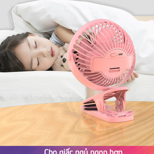Quạt mini kẹp để bàn sạc tích điện không chổi than chạy cực êm nhiều màu sắc My Home DN036