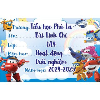 Nhãn vở , In sẵn tên + lớp, nhãn vở cute, set 32 nhãn- Bóc dán dễ dàng (Mẫu mới 2024)