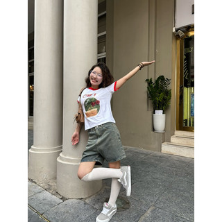 Áo thun nữ baby tee viền đỏ “Cherry” 100% cotton 2 chiều | Kraken drk | Freeship