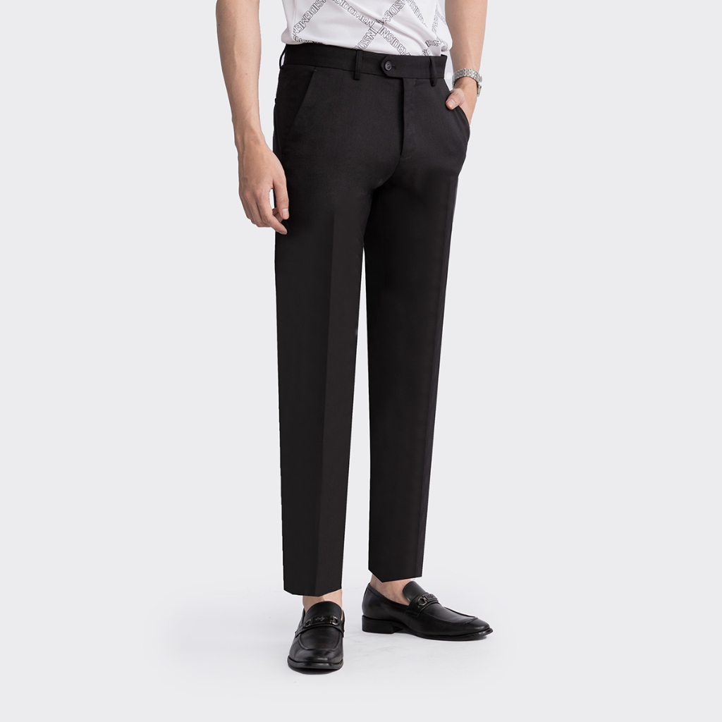 Quần Âu Nam INSIDEMEN Form Cropped Năng Động Màu Đen Basic Lịch Lãm ITR00403
