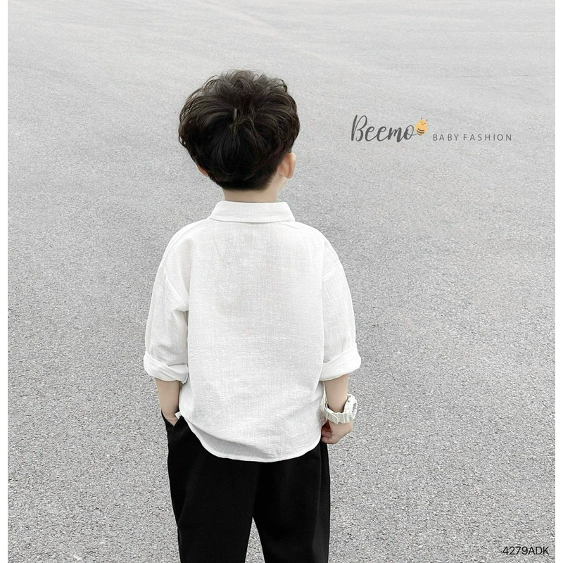 Áo sơ mi dài tay Beemo chất liệu đũi thoáng mát, Áo sơ mi dài tay cổ đức kiểu dáng Basic dễ phối đồ.