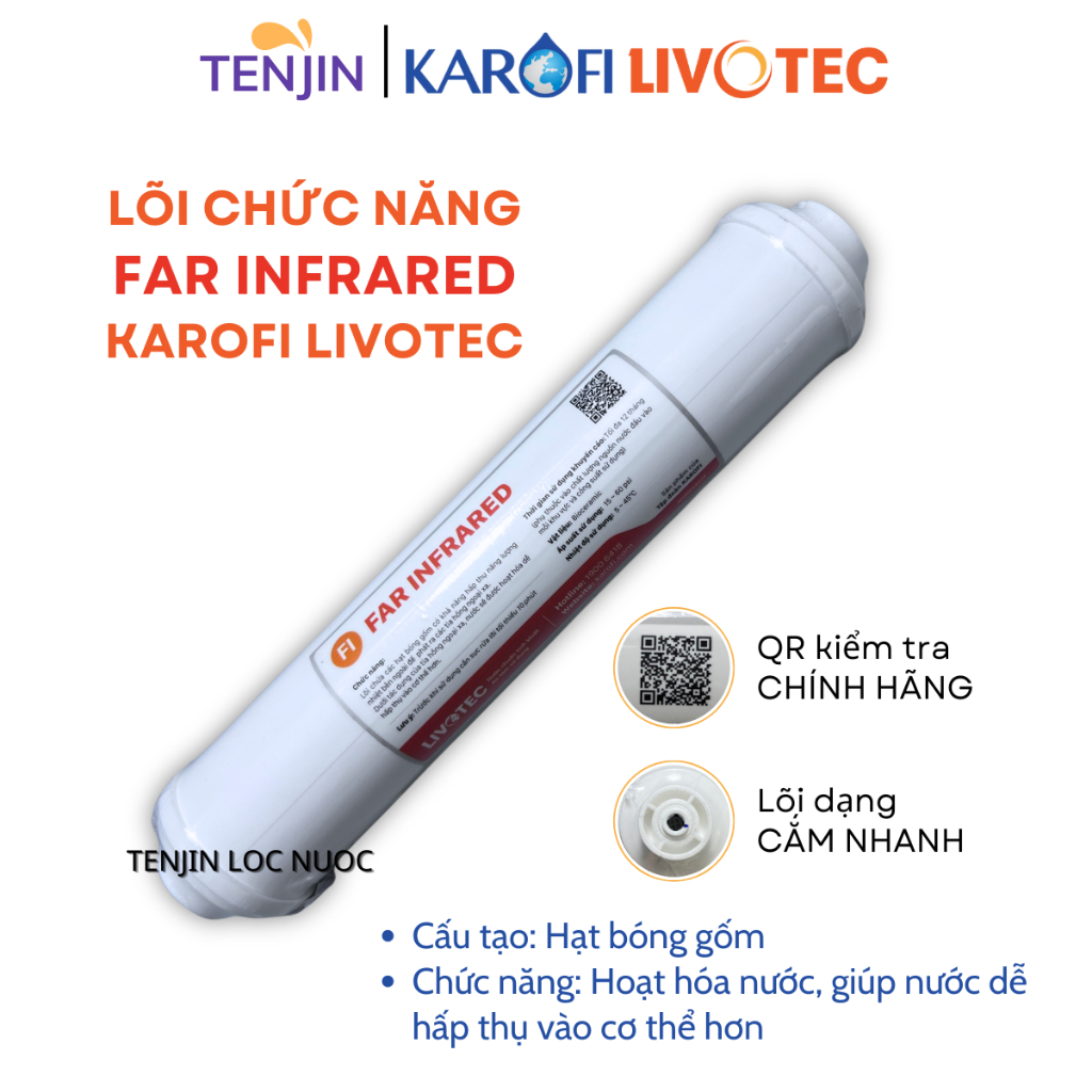 Lõi Chức Năng Far Infrared Karofi Livotec (Hồng Ngoại Xa) Giúp Hoạt Hóa Nước Làm Cho Nước Dễ Hấp Thụ Vào Cơ Thể Hơn