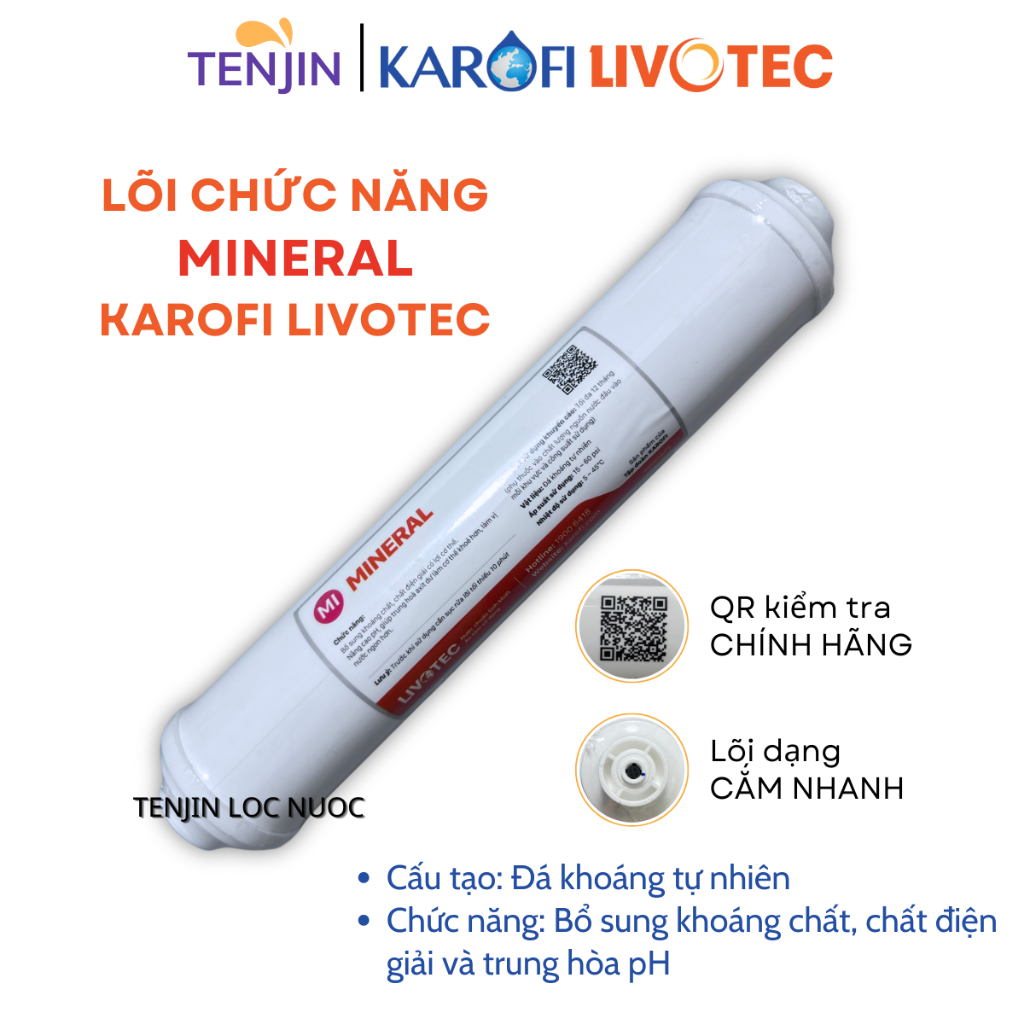 Combo 3 Lõi Chức Năng Karofi Livotec Gồm T33-GAC + Mineral + Nano Silver Giúp Tạo Vị, Bổ Sung Khoáng Chất, Diệt Khuẩn
