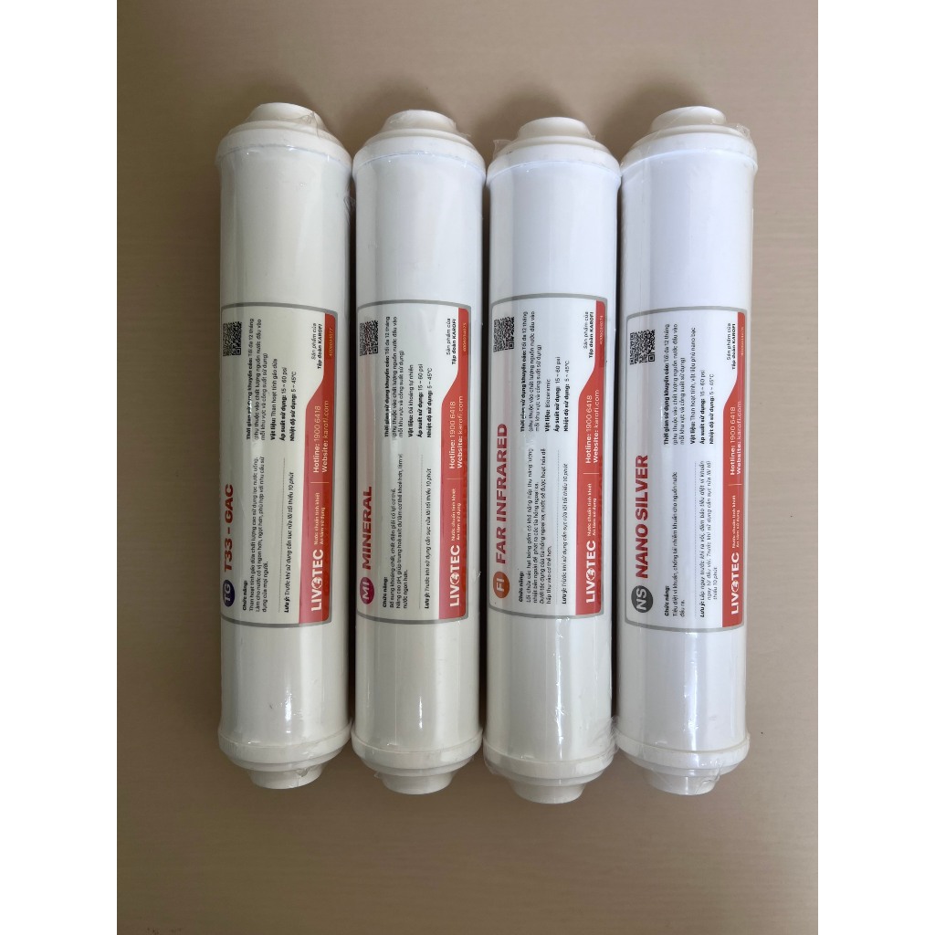 Combo 4 Lõi Chức Năng Karofi Livotec Gồm T33-GAC, Khoáng Đá, Hồng Ngoại và Nano Silver