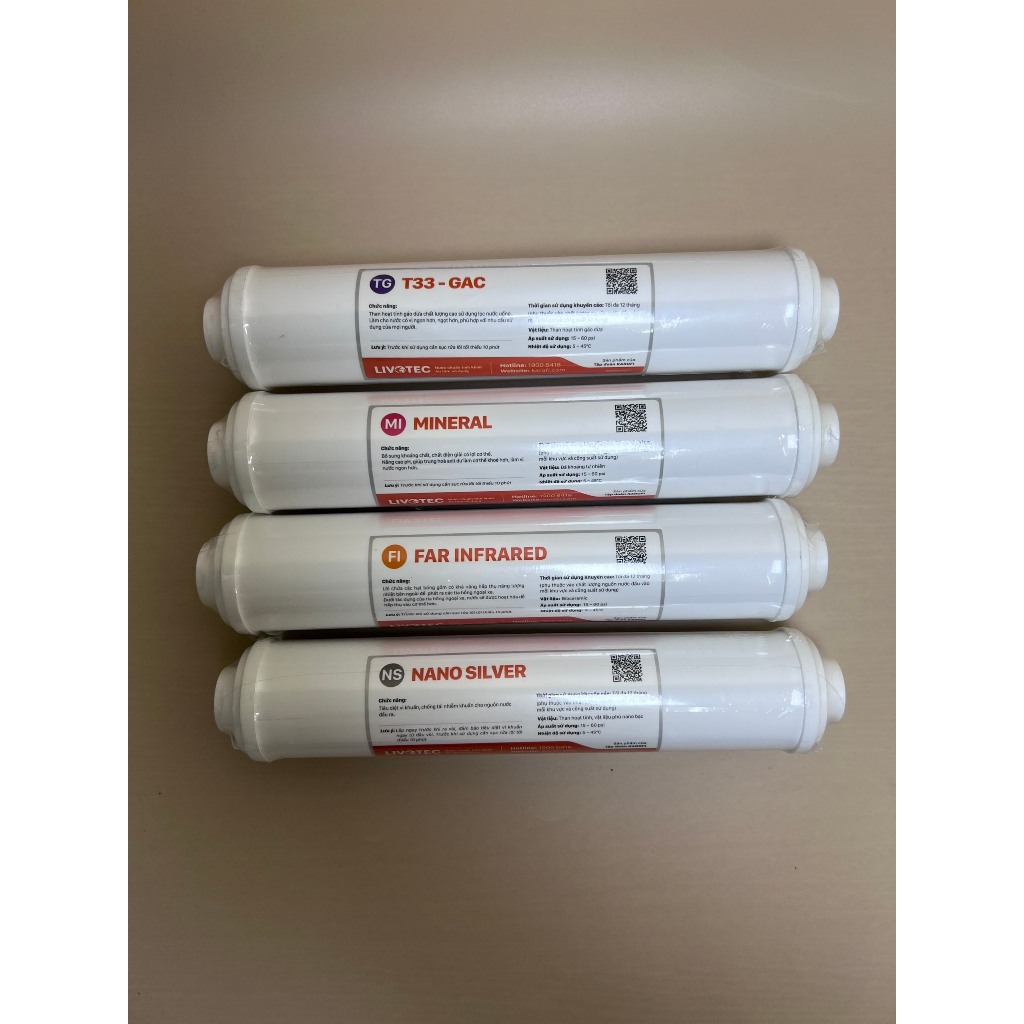 Combo 4 Lõi Chức Năng Karofi Livotec Gồm T33-GAC, Khoáng Đá, Hồng Ngoại và Nano Silver