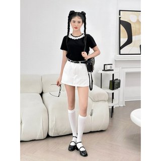 Quần giả váy jeans nữ dáng ngắn chữ A cạp cao CV27 DELIZ phong cách basic dễ phối đồ (không kèm dây lưng)
