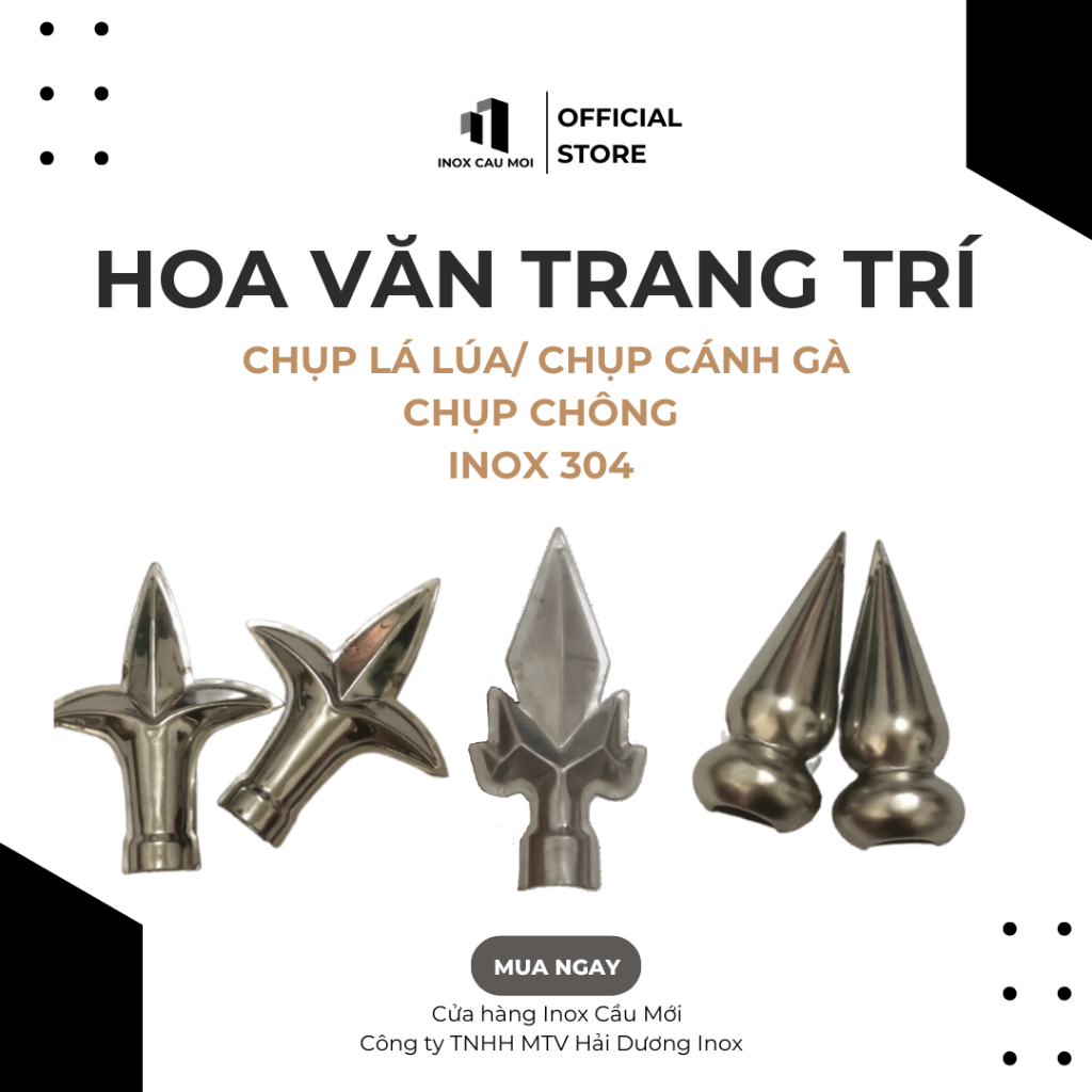 Mác inox 304/ mác hàng rào inox/ mác lá lúa/mác chông/mác cánh gà/mác trang trí hàng rào