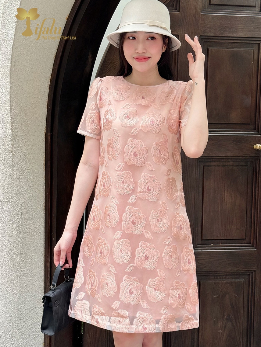 Ảnh Đầm suông thiết kế bigsize Zol by TIFALU chất organza hoa 3D sang trọng - ZOL323ORG 1