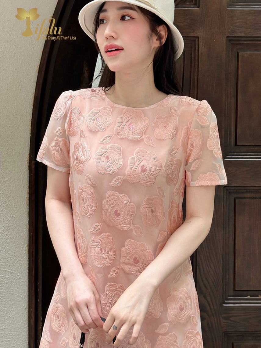 Ảnh Đầm suông thiết kế bigsize Zol by TIFALU chất organza hoa 3D sang trọng - ZOL323ORG 3