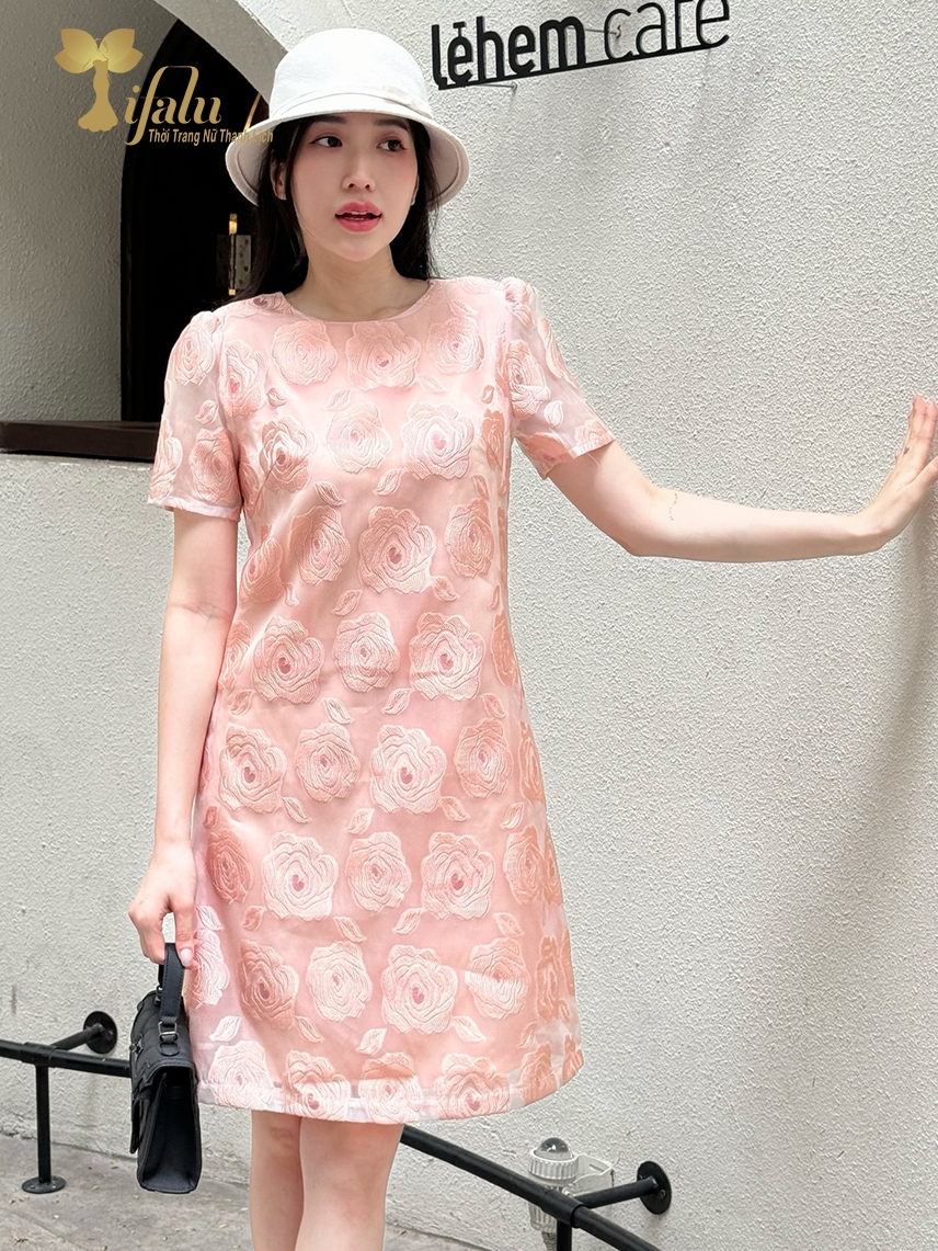 Ảnh Đầm suông thiết kế bigsize Zol by TIFALU chất organza hoa 3D sang trọng - ZOL323ORG 4