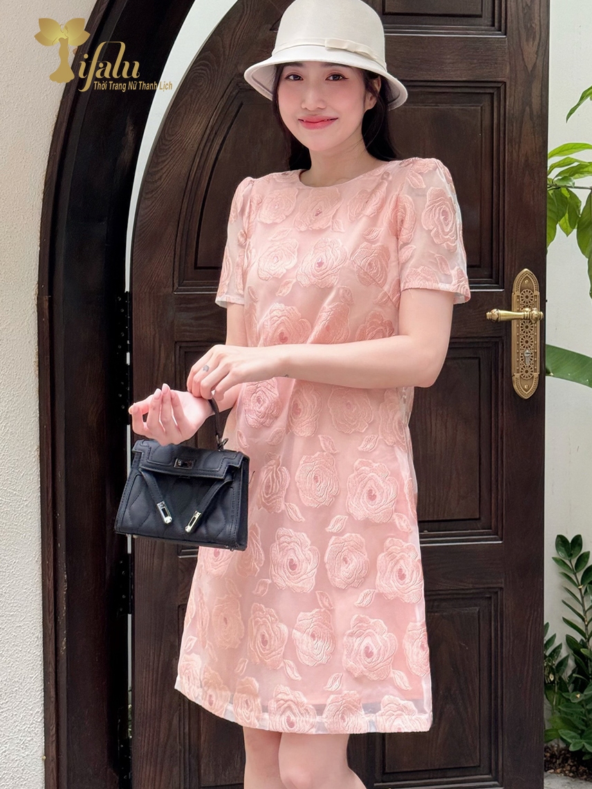 Ảnh Đầm suông thiết kế bigsize Zol by TIFALU chất organza hoa 3D sang trọng - ZOL323ORG 2