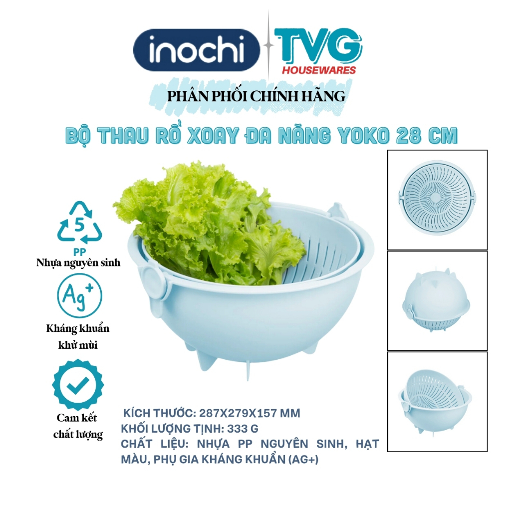 Bộ thau rổ xoay đa năng Yoko Inochi 28 cm 2in1 tiện dụng đa năng Vừa có ...