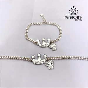 Lắc Bạc Vương Miện Khắc Tên Mix Con Giáp Cho Bé - Minh Canh Jewelry