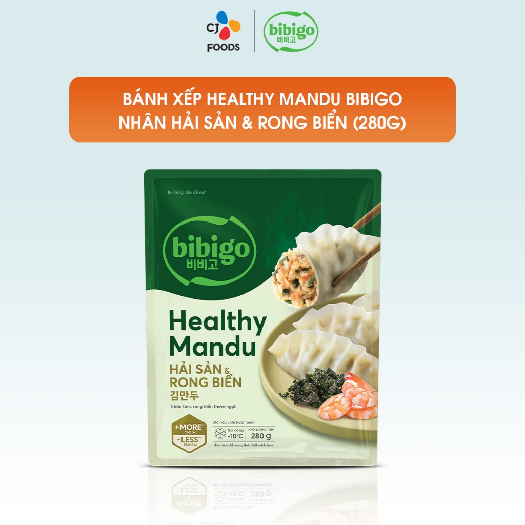 Ảnh Bánh xếp Healthy Mandu Hàn Quốc Bibigo – nhân Hải Sản & Rong Biển 280g -Date 08/2025 3