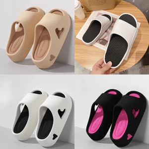 Dép nữ đế cao, dép quai ngang trái tim chất liệu Eva không thấm nước độn 4.5cm