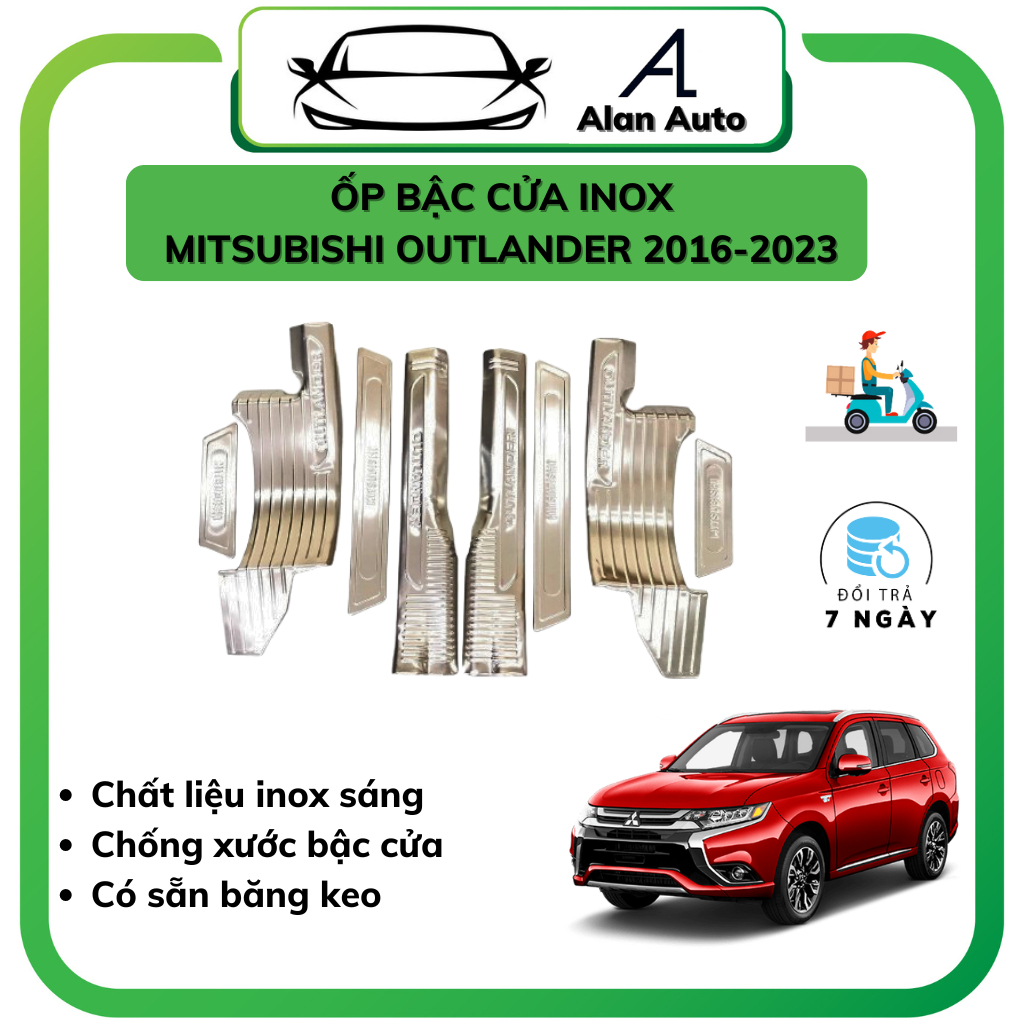 Ốp bậc cửa, nẹp bước chân Mitsubishi Outlander 2018-2023, Chất liệu inox cao cấp, chống xước chống trượt
