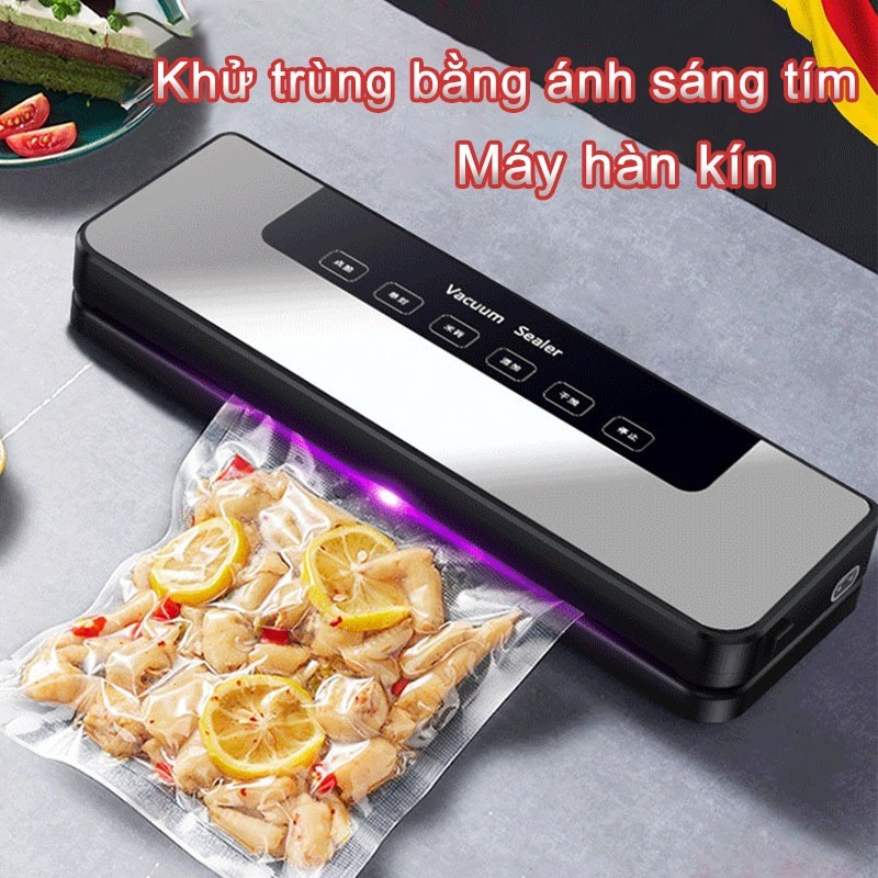 Máy Hút Chân Không Thực Phẩm Khử Trùng BằngTia Cực Tím, Bảo Quản Thực Phẩm Tặng Kèm 10 Túi Hút