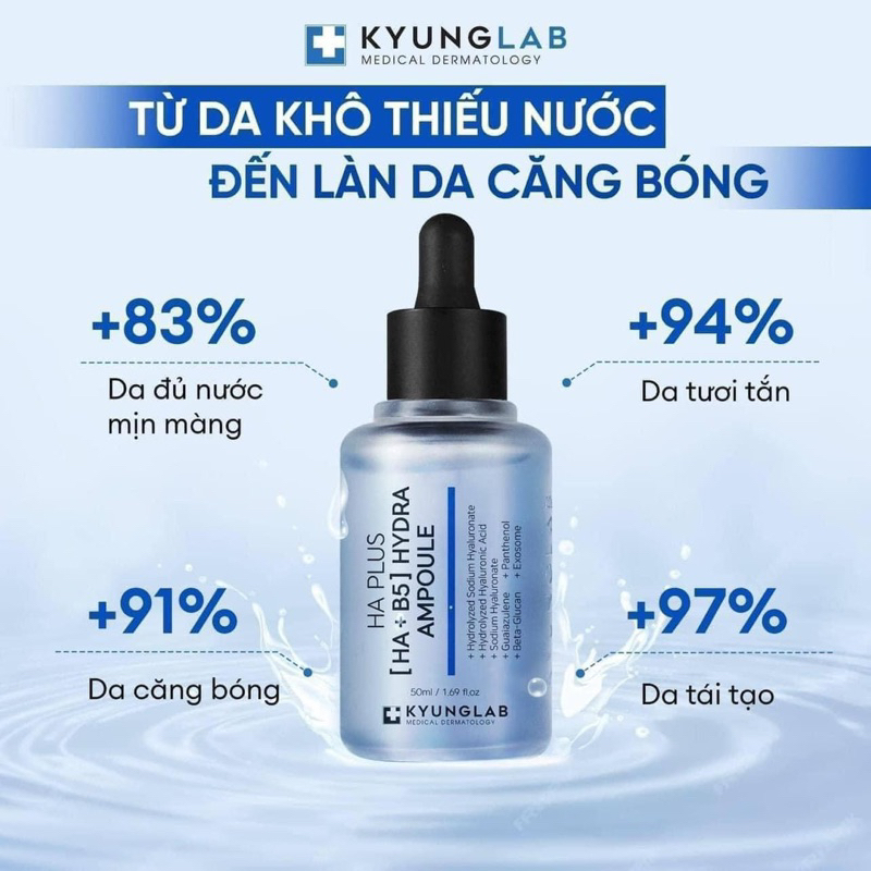 Serum HA B5 KyungLab 50ml hạn 2028 cấp ẩm phục hồi da dưỡng ẩm da [HA+B5] HYDRA AMPOULE 50ml cấp nước dịu da IS437