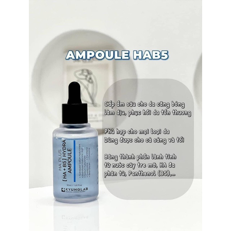 Serum HA B5 KyungLab 50ml hạn 2028 cấp ẩm phục hồi da dưỡng ẩm da [HA+B5] HYDRA AMPOULE 50ml cấp nước dịu da IS437
