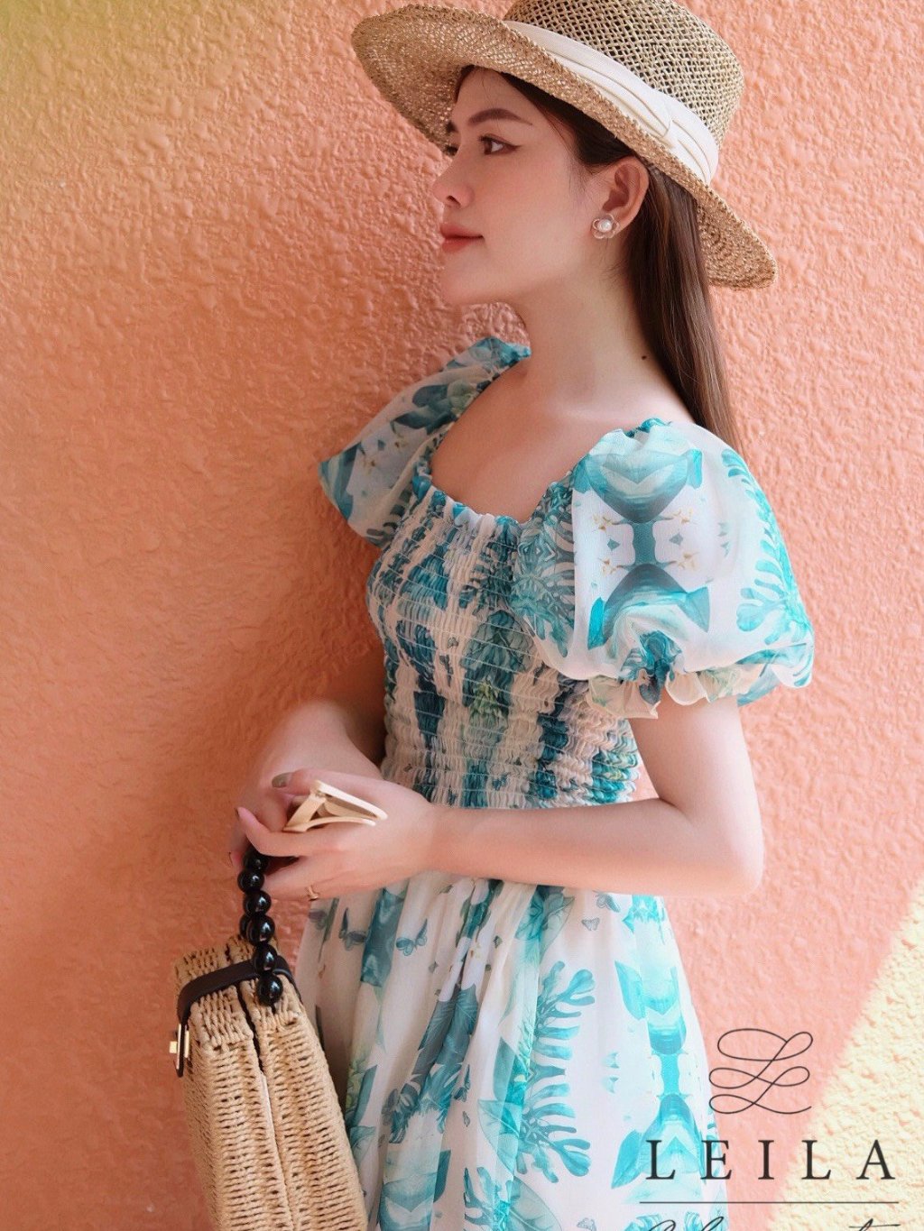 Ảnh LEILA CLOSET | Đầm maxi thiết kế Juny đuôi cá Xanh/Hồng 2