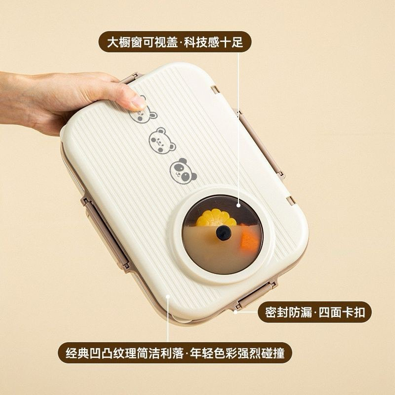 Hộp cơm giữ nhiệt inox 304 Hộp đựng cơm chia ngăn cách nhiệt có ngăn đựng canh kèm đũa thìa inox