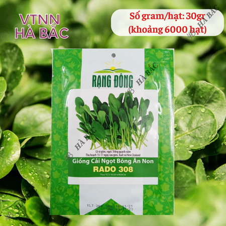 Hạt Giống Cải Ngọt Bông Ăn Non RADO 308 (Gói 20g~6000 Hạt) Rạng Đông, Nhanh Thu Hoạch, Dễ Gieo Trồng, Xanh Mướt
