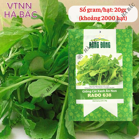Hạt Giống Cải Xanh Ăn Non RADO 638 (Gói 20g~2000 Hạt) Rạng Đông,Nảy Mầm Tốt, Dễ Gieo Trồng, Nhanh Thu Hoạch