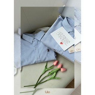 Áo sơ mi kẻ sọc nam Stripeshirt LILA thêu logo tên theo yêu cầu vải Oxford Premium cao cấp phong cách Hàn Quốc