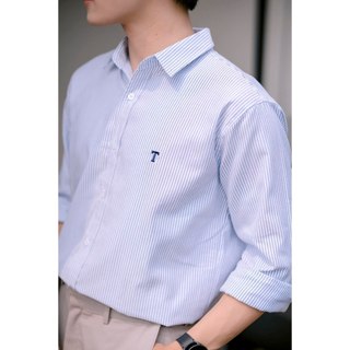 Áo sơ mi kẻ sọc nam Stripeshirt LILA thêu logo tên theo yêu cầu vải Oxford Premium cao cấp phong cách Hàn Quốc