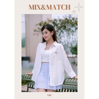 Áo Sơ Mi Nam Nữ LILA Thêu Tên Theo Yêu Cầu, Áo Sơ Mi Unisex Kẻ Sọc Tay Dài Hàn Quốc Chất Liệu Oxford Form Rộng