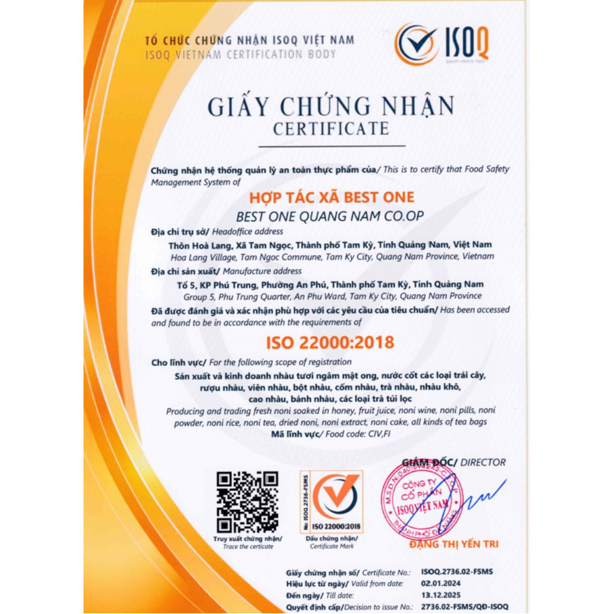 Hộp 20 tép trà nhàu túi lọc BEST ONE sử dụng tiện lợi