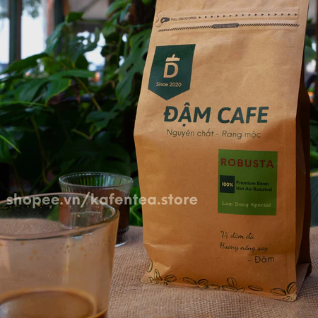 Cafe rang xay giá sỉ cho quán Đậm cafe, cà phê rang mộc Lâm Hà, Lâm Đồng 100% Robusta (Xanh)