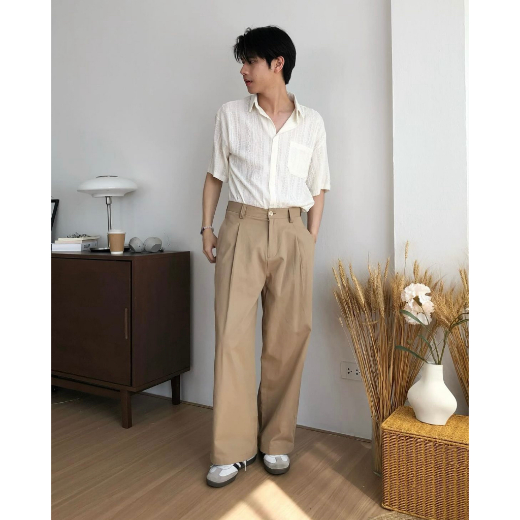 Quần Tây Kaki Nam Ống Rộng RT CLASSY Cạp Cao Không Nhăn Chất Liệu Cotton Dày Dặn