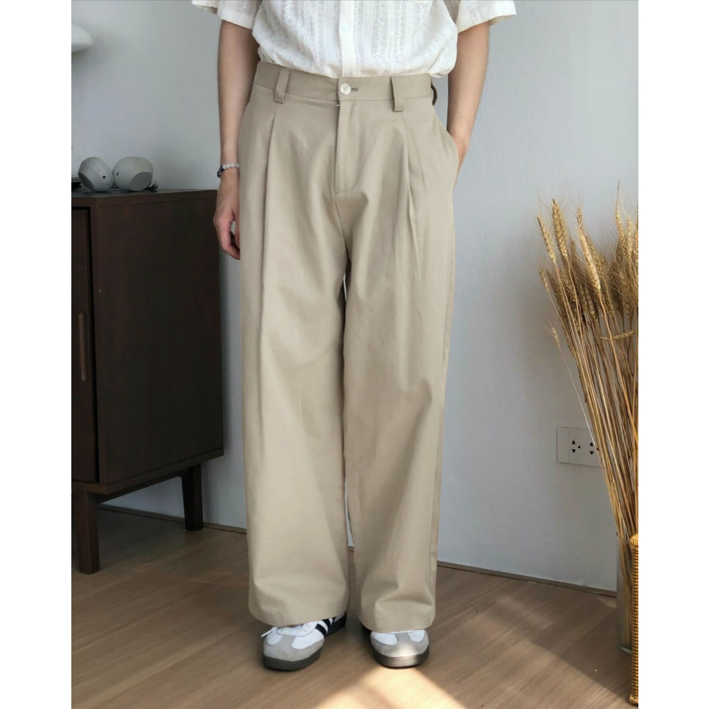 Quần Tây Kaki Nam Ống Rộng RT CLASSY Cạp Cao Không Nhăn Chất Liệu Cotton Dày Dặn