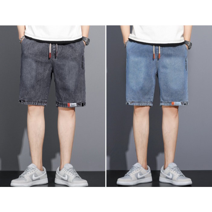 Quần short Jeans nam 1177 Quảng Châu cao cấp cạp chun ống xuông, phom dáng Regular phong cách Hàn Quốc