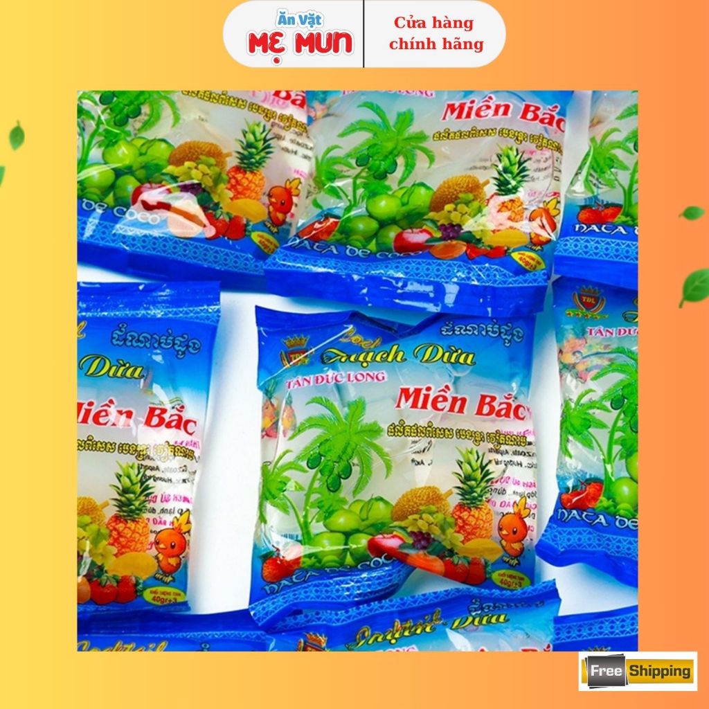 Combo 20 Gói Thạch Dừa Miền Bắc, Thạch Rau Câu Đồ Ăn Vặt tuổi thơ, đồ ăn vặt cổng trường