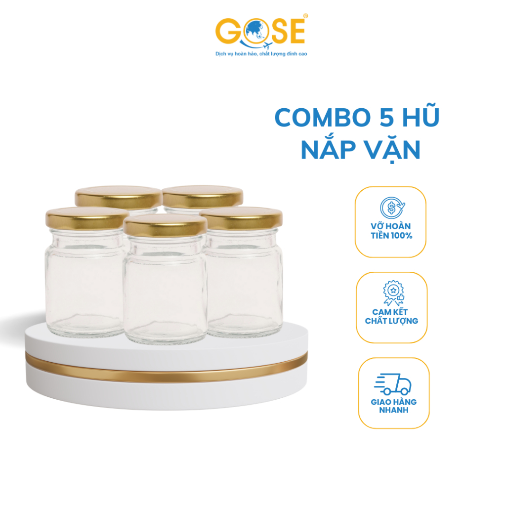 Ảnh Combo lọ thủy tinh chưng yến tròn nắp vặn 70ml GOSE hũ đựng yến chưng 1