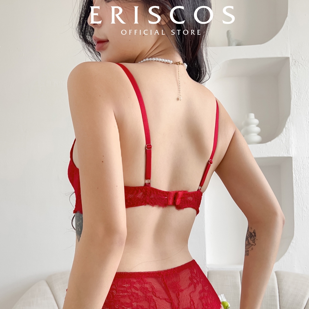 Áo Bra Ren Viền Mi Đỏ Nữ Eriscos Sexy Bralette 2 Dây Gợi Cảm Áo Lót Ren Có Gọng Nâng Ngực Không Mút Hàng Thiết Kế