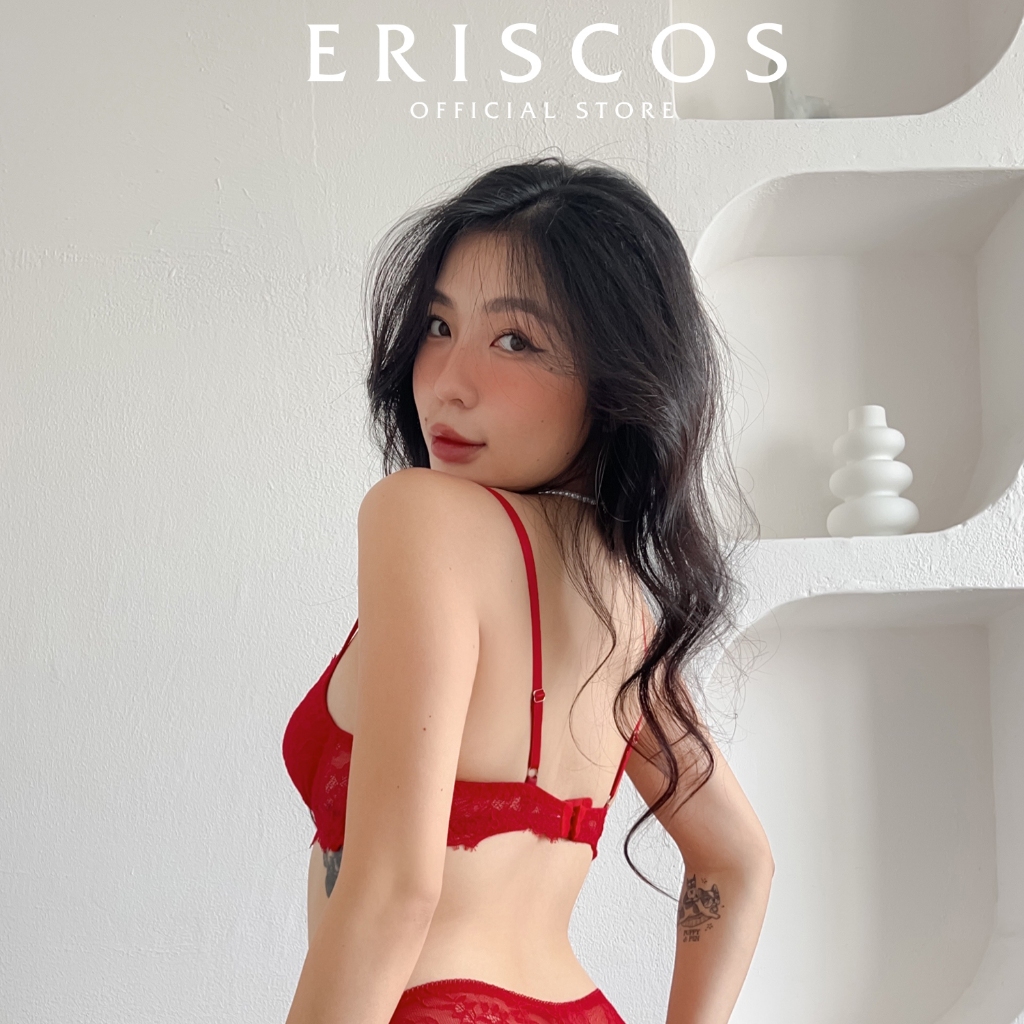 Áo Bra Ren Viền Mi Đỏ Nữ Eriscos Sexy Bralette 2 Dây Gợi Cảm Áo Lót Ren Có Gọng Nâng Ngực Không Mút Hàng Thiết Kế