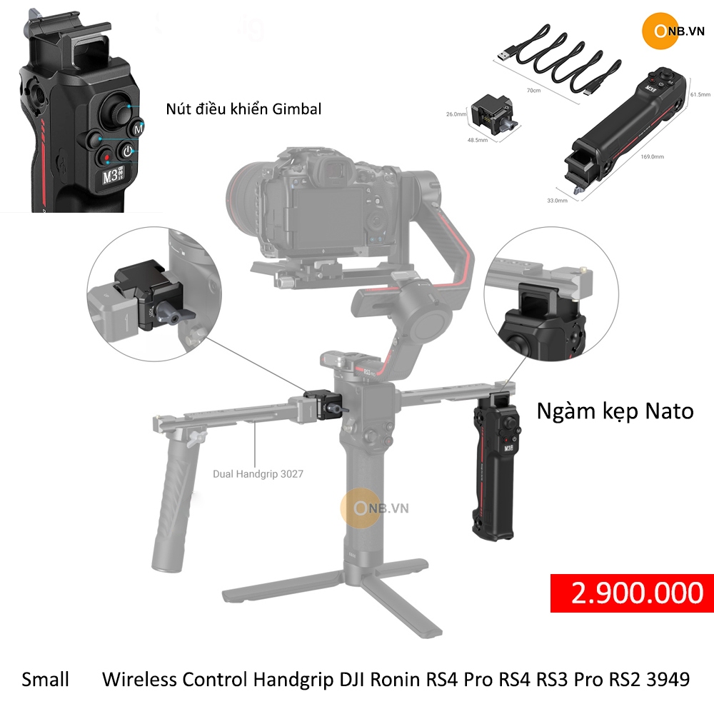 Small-Rig Wireless Control Handgrip DJI Ronin RS4 Pro RS4 RS3 Pro RS2 ...